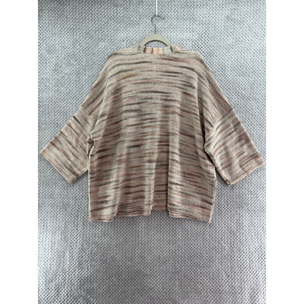 Pure Jill Knit Cardigan Womens 3X Brown Cream One Button V-Neck - Picture 5 of 10
